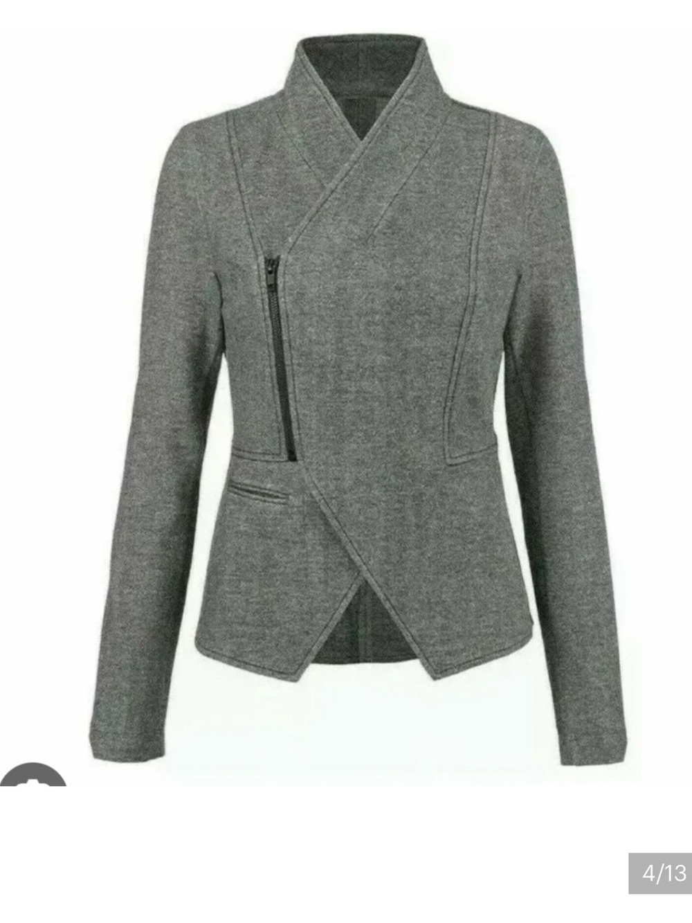 Asymmetrical Grey Ponte Blazer Jacket CAbi rebel moto large coat women’s